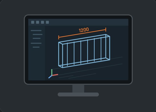 Garde-corps modélisé en 3D sur un écran